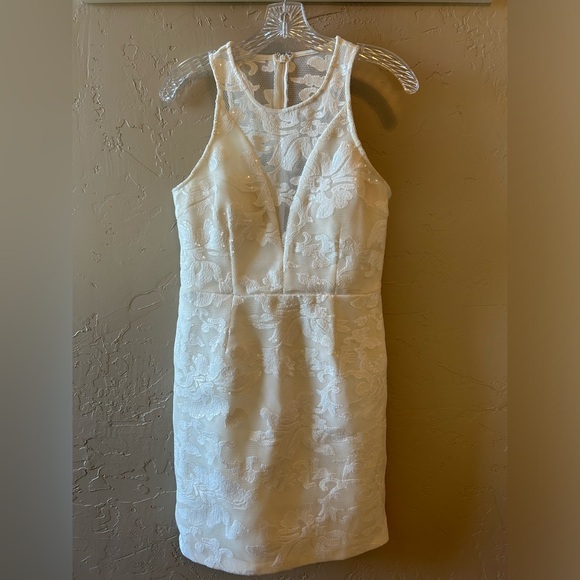 Macys. GB Gorgeous classic white sequined dress - Picture 1 of 3